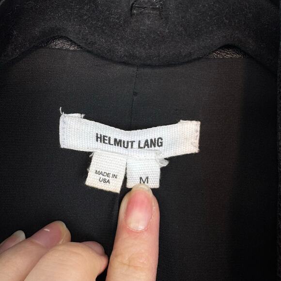 Helmut Lang Textured Fabric Double Zipper Asymmetrical Moto Lamb Leather Jacket - Picture 9 of 11